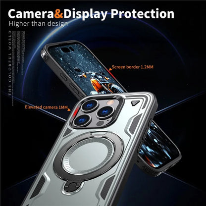 For iPhone 16 Pro Max Case Compatible with MagSafe Military Protection PC+TPU Kickstand Phone Cover