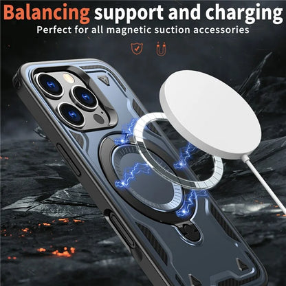 For iPhone 16 Pro Max Case Compatible with MagSafe Military Protection PC+TPU Kickstand Phone Cover