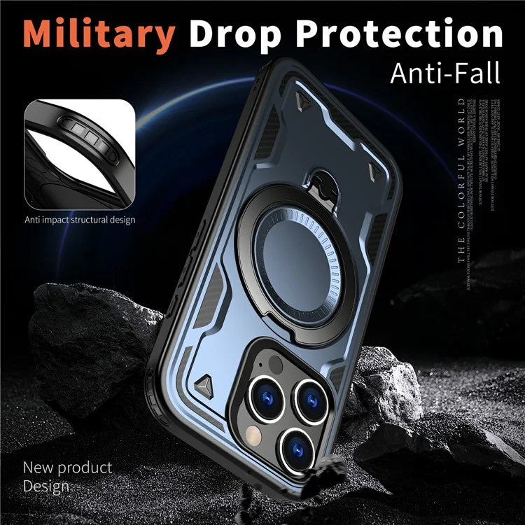 For iPhone 16 Pro Max Case Compatible with MagSafe Military Protection PC+TPU Kickstand Phone Cover