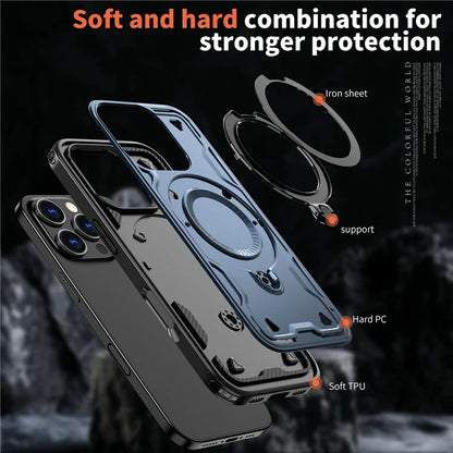 For iPhone 16 Pro Max Case Compatible with MagSafe Military Protection PC+TPU Kickstand Phone Cover