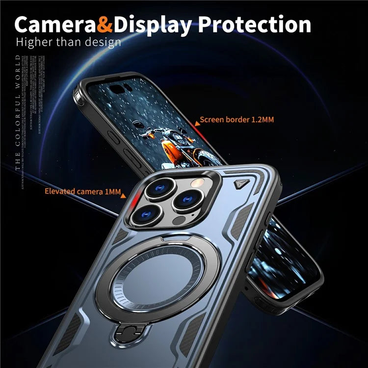 For iPhone 16 Pro Max Case Compatible with MagSafe Military Protection PC+TPU Kickstand Phone Cover