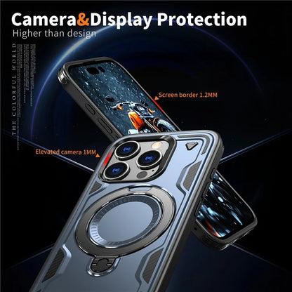 For iPhone 16 Pro Max Case Compatible with MagSafe Military Protection PC+TPU Kickstand Phone Cover