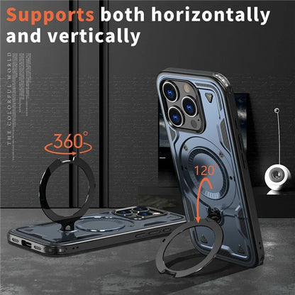 For iPhone 16 Pro Max Case Compatible with MagSafe Military Protection PC+TPU Kickstand Phone Cover