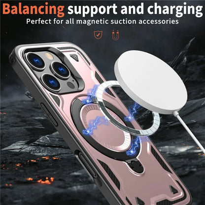 For iPhone 16 Pro Max Case Compatible with MagSafe Military Protection PC+TPU Kickstand Phone Cover