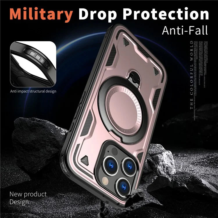 For iPhone 16 Pro Max Case Compatible with MagSafe Military Protection PC+TPU Kickstand Phone Cover
