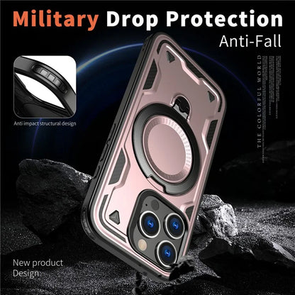 For iPhone 16 Pro Max Case Compatible with MagSafe Military Protection PC+TPU Kickstand Phone Cover