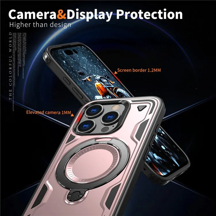 For iPhone 16 Pro Max Case Compatible with MagSafe Military Protection PC+TPU Kickstand Phone Cover