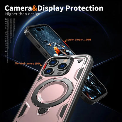 For iPhone 16 Pro Max Case Compatible with MagSafe Military Protection PC+TPU Kickstand Phone Cover