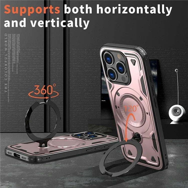 For iPhone 16 Pro Max Case Compatible with MagSafe Military Protection PC+TPU Kickstand Phone Cover