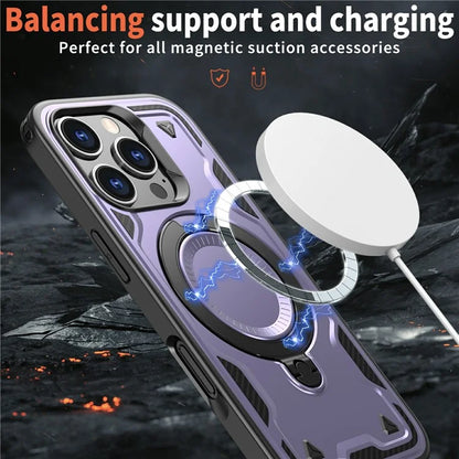 For iPhone 16 Pro Max Case Compatible with MagSafe Military Protection PC+TPU Kickstand Phone Cover