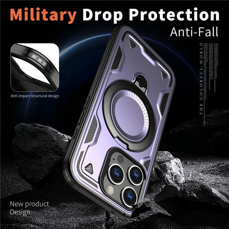 For iPhone 16 Pro Max Case Compatible with MagSafe Military Protection PC+TPU Kickstand Phone Cover