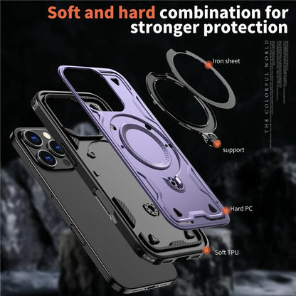 For iPhone 16 Pro Max Case Compatible with MagSafe Military Protection PC+TPU Kickstand Phone Cover