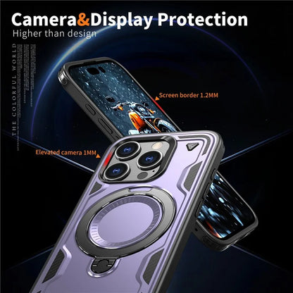 For iPhone 16 Pro Max Case Compatible with MagSafe Military Protection PC+TPU Kickstand Phone Cover