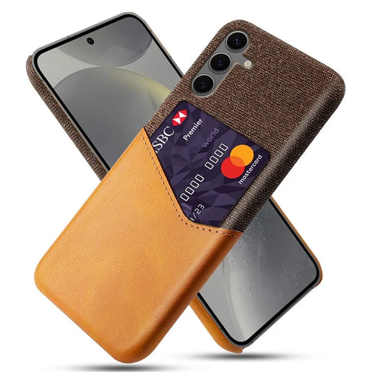 For Samsung Galaxy S24 FE Case Cloth Texture PU Leather Hard PC Card Slot Phone Cover