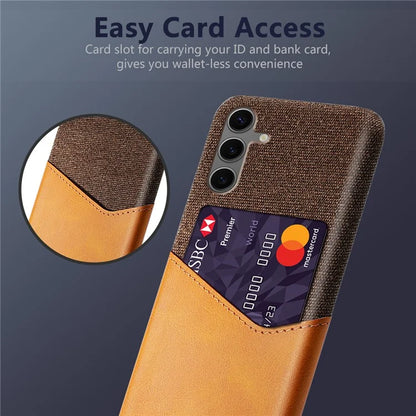 For Samsung Galaxy S24 FE Case Cloth Texture PU Leather Hard PC Card Slot Phone Cover