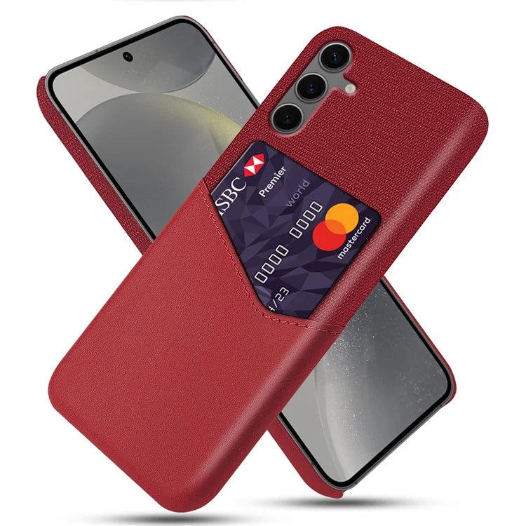 For Samsung Galaxy S24 FE Case Cloth Texture PU Leather Hard PC Card Slot Phone Cover