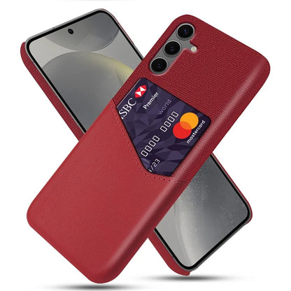 For Samsung Galaxy S24 FE Case Cloth Texture PU Leather Hard PC Card Slot Phone Cover