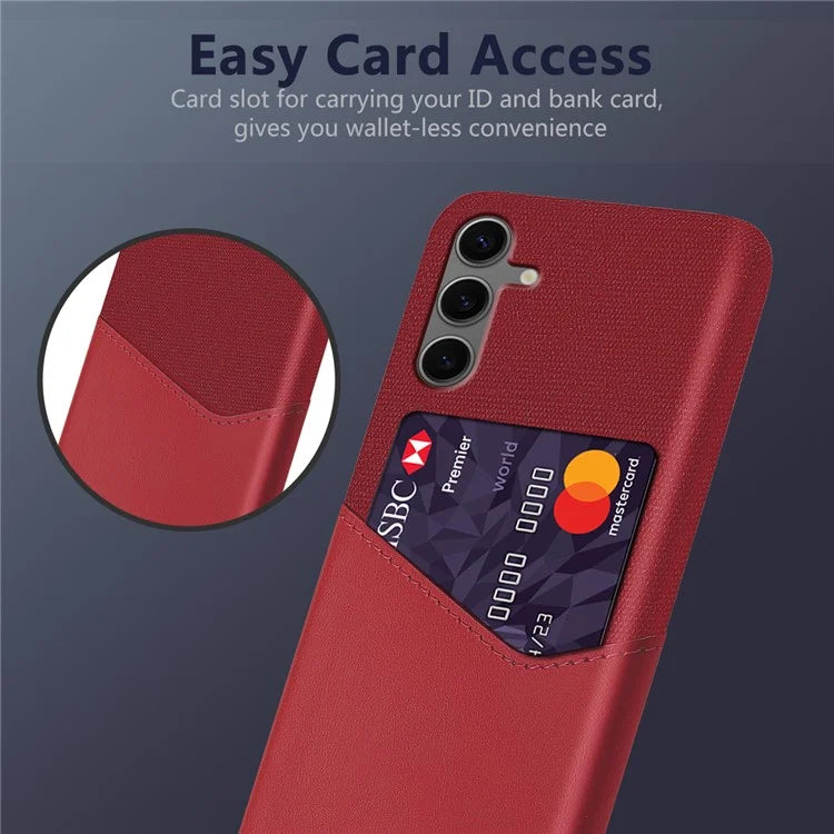 For Samsung Galaxy S24 FE Case Cloth Texture PU Leather Hard PC Card Slot Phone Cover