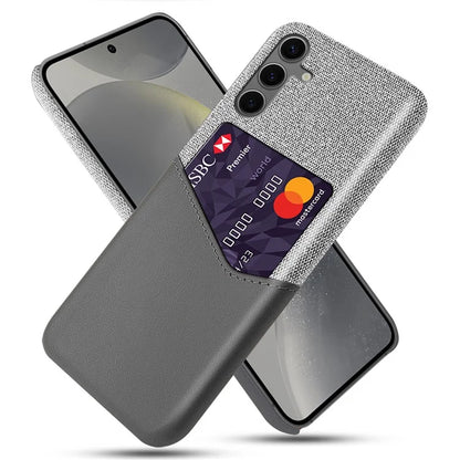 For Samsung Galaxy S24 FE Case Cloth Texture PU Leather Hard PC Card Slot Phone Cover
