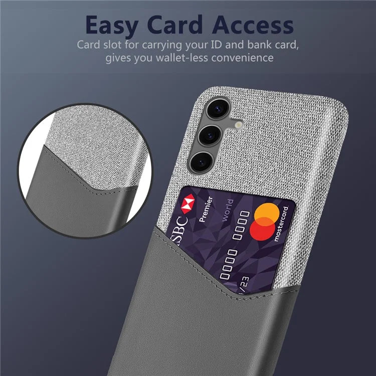 For Samsung Galaxy S24 FE Case Cloth Texture PU Leather Hard PC Card Slot Phone Cover