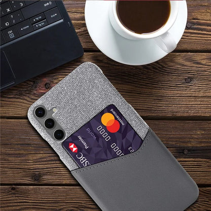 For Samsung Galaxy S24 FE Case Cloth Texture PU Leather Hard PC Card Slot Phone Cover