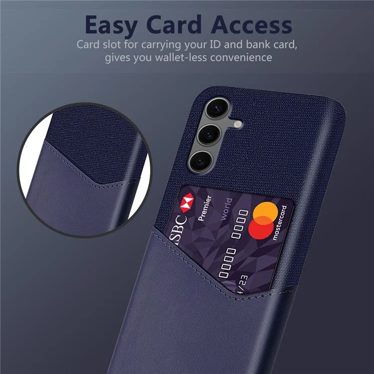 For Samsung Galaxy S24 FE Case Cloth Texture PU Leather Hard PC Card Slot Phone Cover