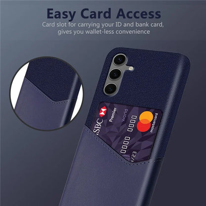 For Samsung Galaxy S24 FE Case Cloth Texture PU Leather Hard PC Card Slot Phone Cover