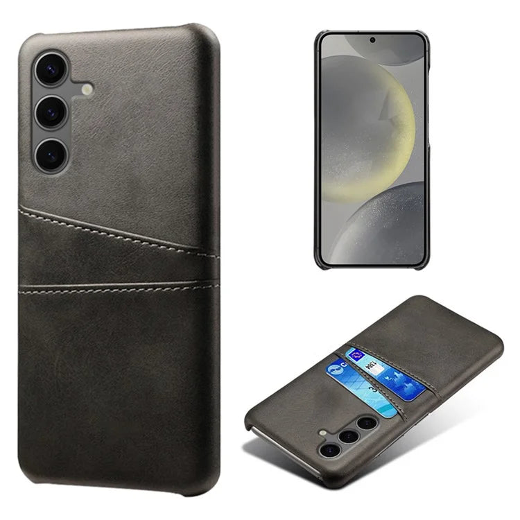 For Samsung Galaxy S24 FE Case Dual Card Slots PU Leather + Hard PC Phone Cover