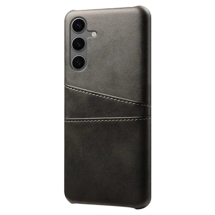 For Samsung Galaxy S24 FE Case Dual Card Slots PU Leather + Hard PC Phone Cover