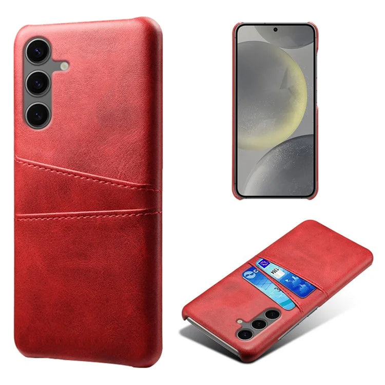 For Samsung Galaxy S24 FE Case Dual Card Slots PU Leather + Hard PC Phone Cover