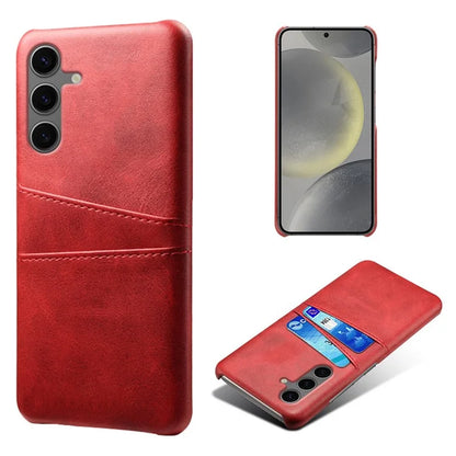 For Samsung Galaxy S24 FE Case Dual Card Slots PU Leather + Hard PC Phone Cover
