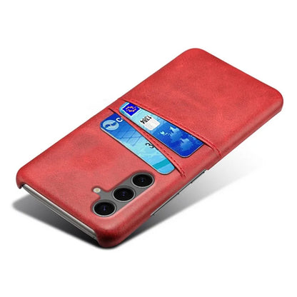 For Samsung Galaxy S24 FE Case Dual Card Slots PU Leather + Hard PC Phone Cover
