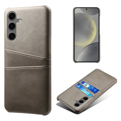 For Samsung Galaxy S24 FE Case Dual Card Slots PU Leather + Hard PC Phone Cover
