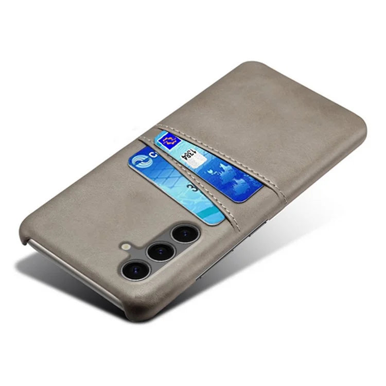 For Samsung Galaxy S24 FE Case Dual Card Slots PU Leather + Hard PC Phone Cover