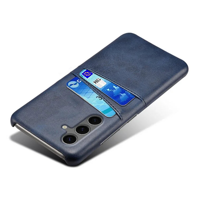 For Samsung Galaxy S24 FE Case Dual Card Slots PU Leather + Hard PC Phone Cover