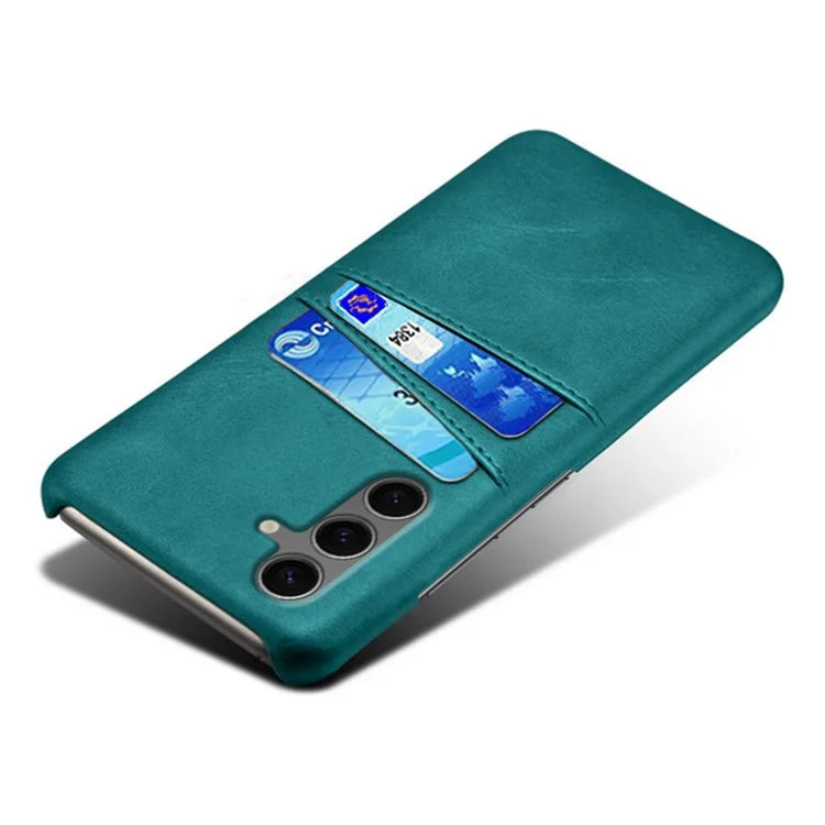 For Samsung Galaxy S24 FE Case Dual Card Slots PU Leather + Hard PC Phone Cover