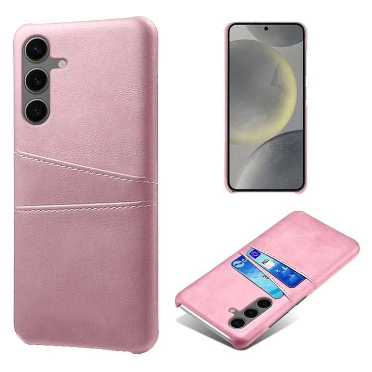 For Samsung Galaxy S24 FE Case Dual Card Slots PU Leather + Hard PC Phone Cover