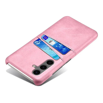 For Samsung Galaxy S24 FE Case Dual Card Slots PU Leather + Hard PC Phone Cover