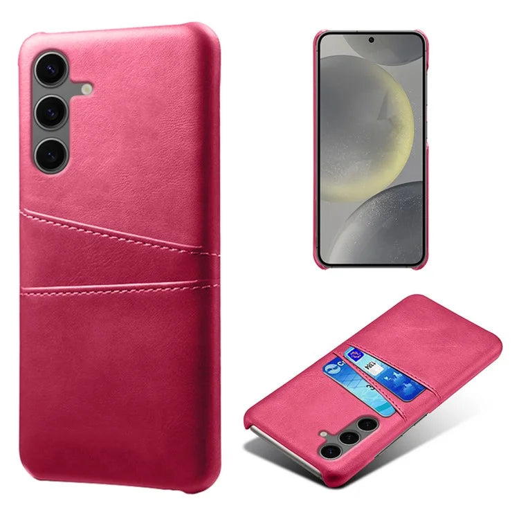 For Samsung Galaxy S24 FE Case Dual Card Slots PU Leather + Hard PC Phone Cover