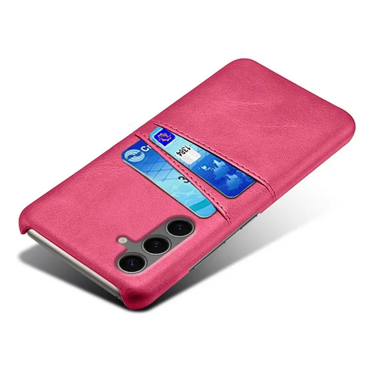 For Samsung Galaxy S24 FE Case Dual Card Slots PU Leather + Hard PC Phone Cover