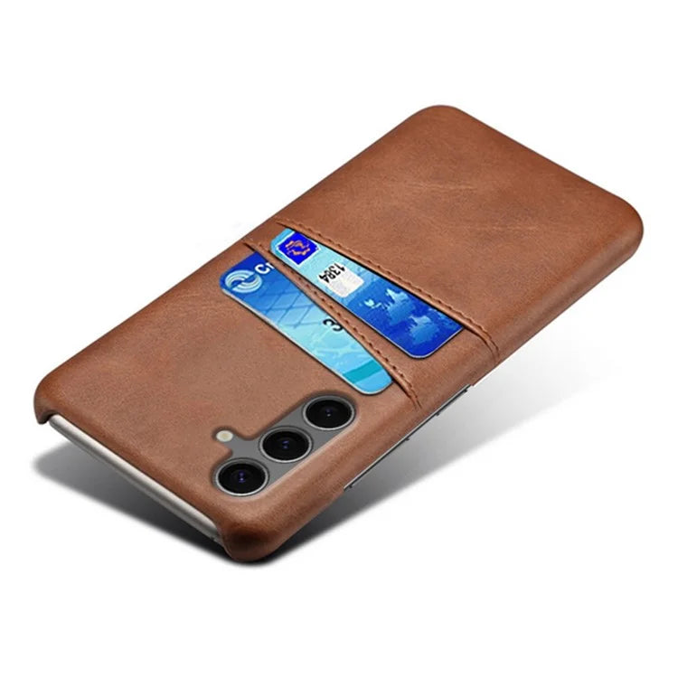 For Samsung Galaxy S24 FE Case Dual Card Slots PU Leather + Hard PC Phone Cover