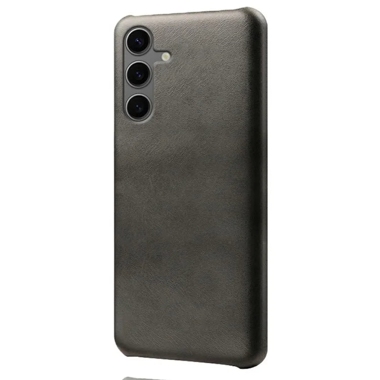 For Samsung Galaxy S24 FE 5G Case Calf Texture PU Leather Hard PC Protective Phone Cover