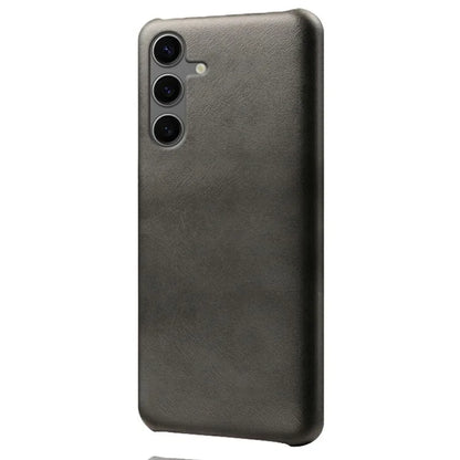 For Samsung Galaxy S24 FE 5G Case Calf Texture PU Leather Hard PC Protective Phone Cover