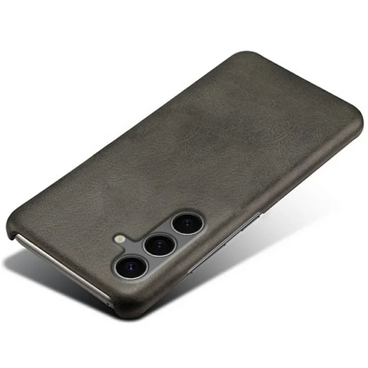 For Samsung Galaxy S24 FE 5G Case Calf Texture PU Leather Hard PC Protective Phone Cover