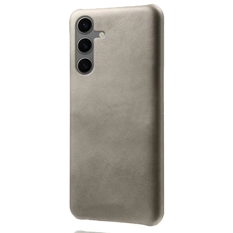 For Samsung Galaxy S24 FE 5G Case Calf Texture PU Leather Hard PC Protective Phone Cover