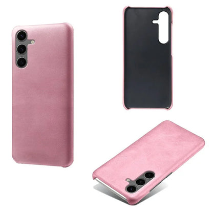 For Samsung Galaxy S24 FE 5G Case Calf Texture PU Leather Hard PC Protective Phone Cover