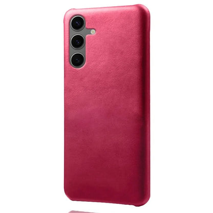 For Samsung Galaxy S24 FE 5G Case Calf Texture PU Leather Hard PC Protective Phone Cover