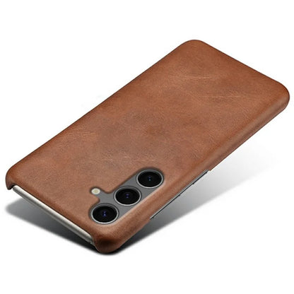 For Samsung Galaxy S24 FE 5G Case Calf Texture PU Leather Hard PC Protective Phone Cover