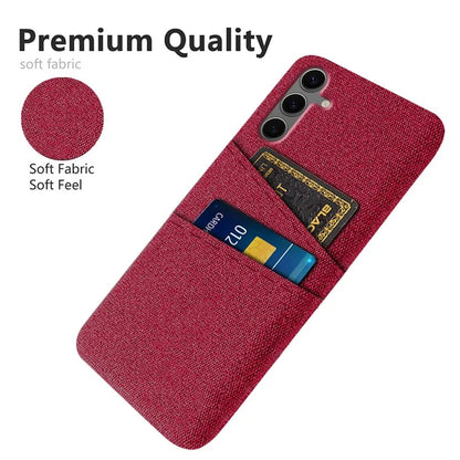 For Samsung Galaxy S24 FE Case Cloth + Hard PC Phone Cover with Dual Card Slots