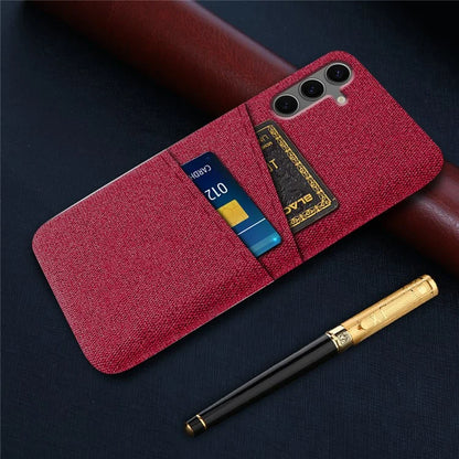 For Samsung Galaxy S24 FE Case Cloth + Hard PC Phone Cover with Dual Card Slots